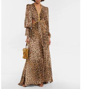 Etro Rebecca Leopard-Print Silk Gown size small